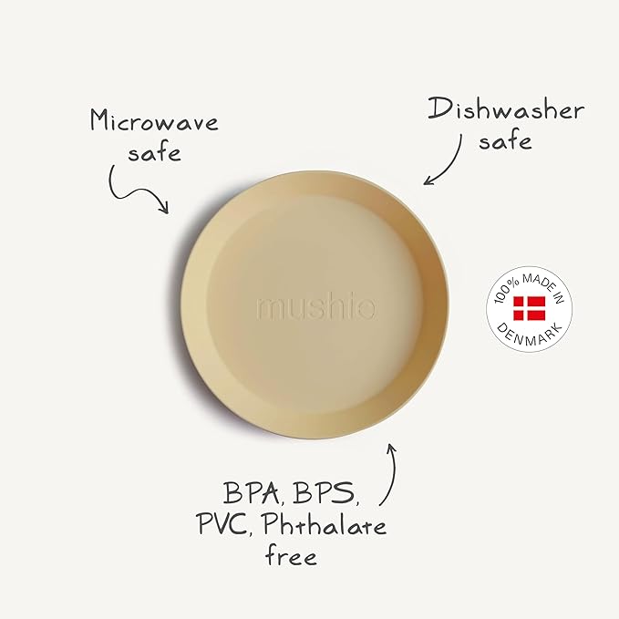 mushie Round Dinnerware Plates for Kids | Made in Denmark, Set of 2 (Soft Lilac)