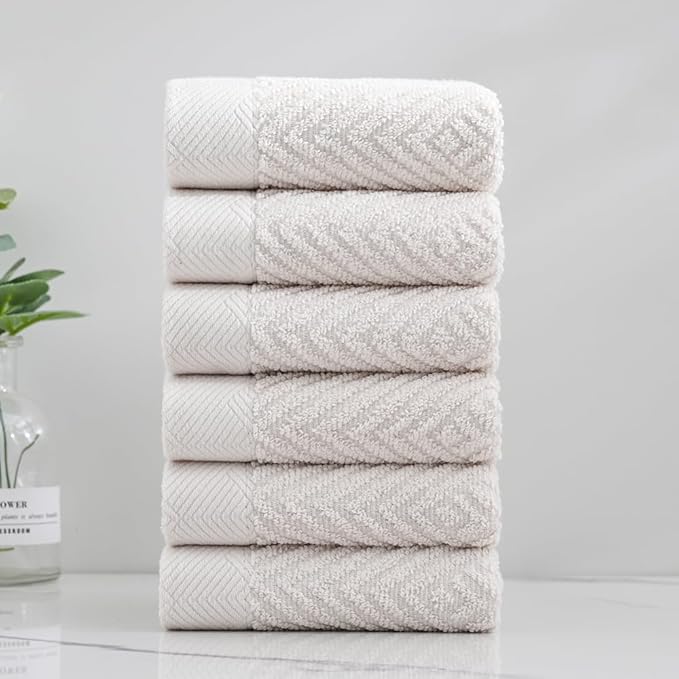 sense gnosis Super Soft Lime White Washcloth Terry Striped Weave Pattern Ultra Absorbent 100% Cotton Washcloths Towel for Bathroom Home Kitchen 13 X 13 Inch, 6 Pieces