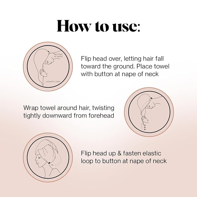 Kitsch Satin Microfiber Hair Towel Wrap for Women - Super Absorbent, Quick Dry, Anti-Frizz - for Long and Short Hairs, Turbans for Women, Wet and Curly Hair Wrap - Blush