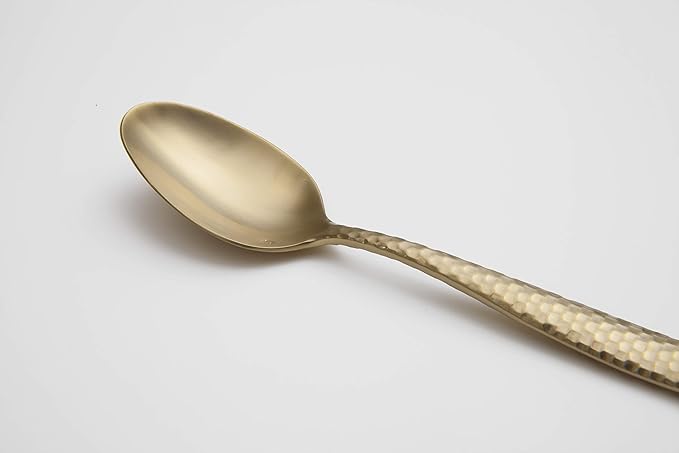 Fortessa Lucca Faceted 18/10 Stainless Steel Flatware, Tea/Coffee Spoon, 5.9", Set of 12, Brushed Gold