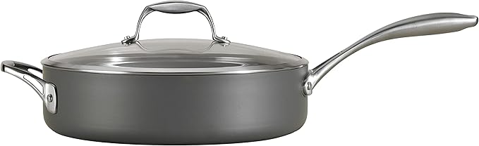 Tramontina OnyxPro Hard Anodized Non Stick 5.5-Quart Saute Pan with Glass Lid, Cooking Pan with Reinforced Nonstick Coating, Oven Safe