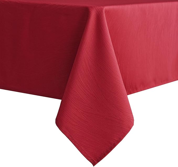 maxmill Square Tablecloths Swirl Design Spillproof Wrinkle Free Heavy Weight Soft Table Cloth for Circular Table Cover of Buffet Banquet Parties Holiday Dinner Square 70 x 70 Inch Red