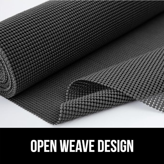 GORILLA GRIP powerGRIP Drawer Shelf and Cabinet Liner, Thick Strong Hold, Non-Adhesive Liners Protect Kitchen Cabinets and Cupboard, Bathroom Drawers, Easy Install, Breathable Mat, 17.5" x30' Charcoal