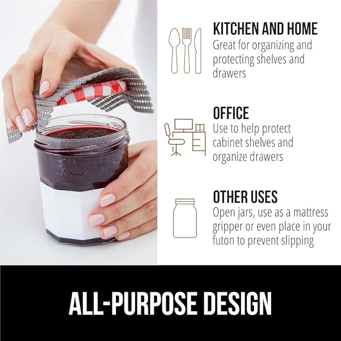 GORILLA GRIP powerGRIP Drawer Shelf and Cabinet Liner, Thick Strong Hold, Non-Adhesive Liners Protect Kitchen Cabinets and Cupboard, Bathroom Drawers, Easy Install, Breathable Mat, 12" x10', Gray