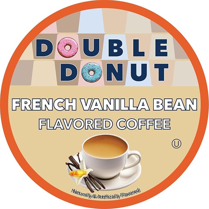 Double Donut Coffee French Vanilla Coffee Medium Roast Flavored Coffee Pods for Keurig K Cups Makers from Double Donut, 72 Count (Pack of 1)