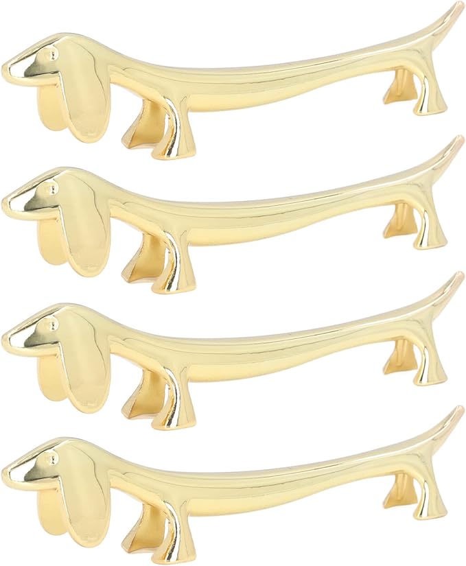 GOTOTOP 4Pcs Chopstick Rest, Reusable Cute Animal Gold Chopstick Holder for Home Restaurant Party (Dog)