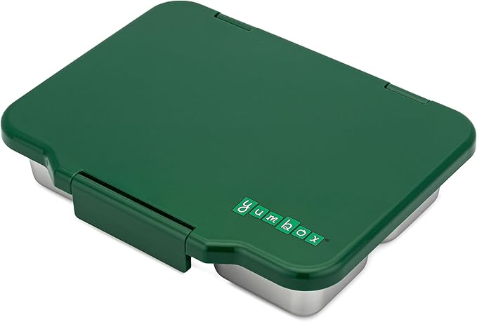 Yumbox Prêt Stainless Steel Bento Box with Leakproof Lunch Container, Sandwich Friendly Tray, Lunch Box for Kids, Adults, Travel (Dublin Green)