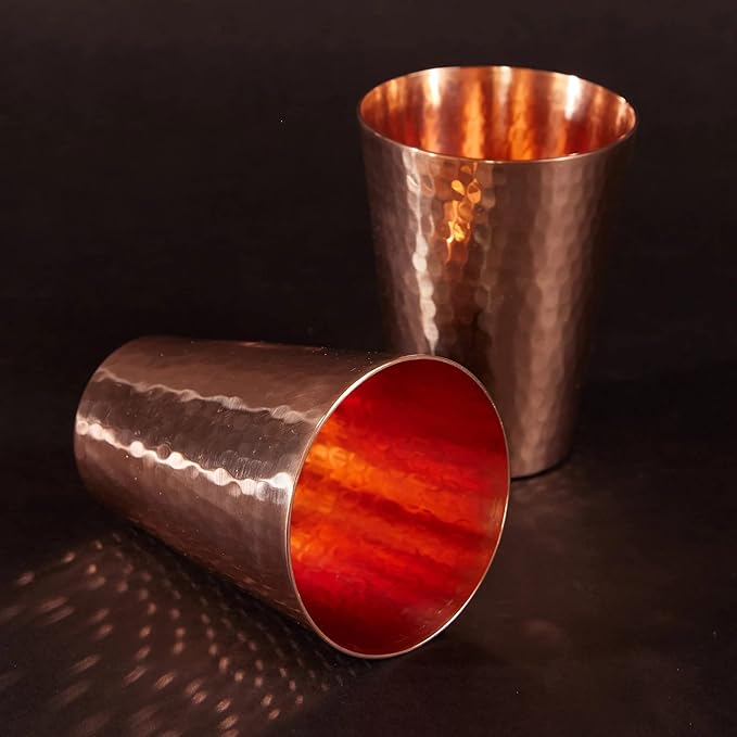 Sertodo 10oz Pure Copper Cup | Hand-Hammered, Heavy-Gauge Copper Cups for Water, Cocktails & Moscow Mules | 100% Solid Drinking Tumbler