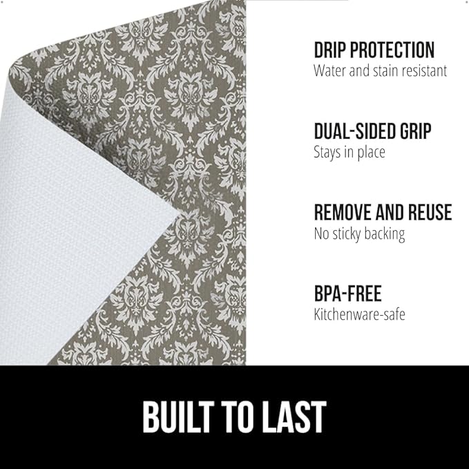 GORILLA GRIP DripGuard Shelf Liner, Non Adhesive Drawer and Kitchen Cabinet Protector, Slip Resistant BPA Free Smooth Surface Plastic Liners for Cabinets, Bathrooms, Closets, 12x120 Inch, Beige Cream