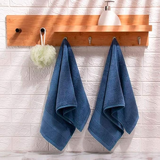 Lchkrep Bathroom Hand Towels (14x30 inch), Home Soft Cotton Super Soft Highly Absorbent Hand Towels for Bath, Hand, Face, Gym and Spa (Navy Blue,2 Pack)