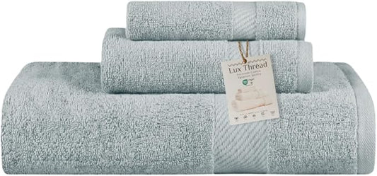 Egyptian Cotton Towel Set - 3 Piece | Ultra Soft 100% 600 GSM Towels | 1 Bath, 1 Hand, 1 Washcloth | Quick Dry, Durable for Bathroom, Home, Spa, Gym | Premium Towel Set (Light Gray)