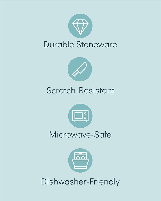 Stoneware Dinnerware Set for 8 People HYGGE 32-Piece - Elegant Scandi Design - Premium Dish Set - Bowl and Plate Set - Tableware for 8 People in a Ribbed Design - Pure Living in Green