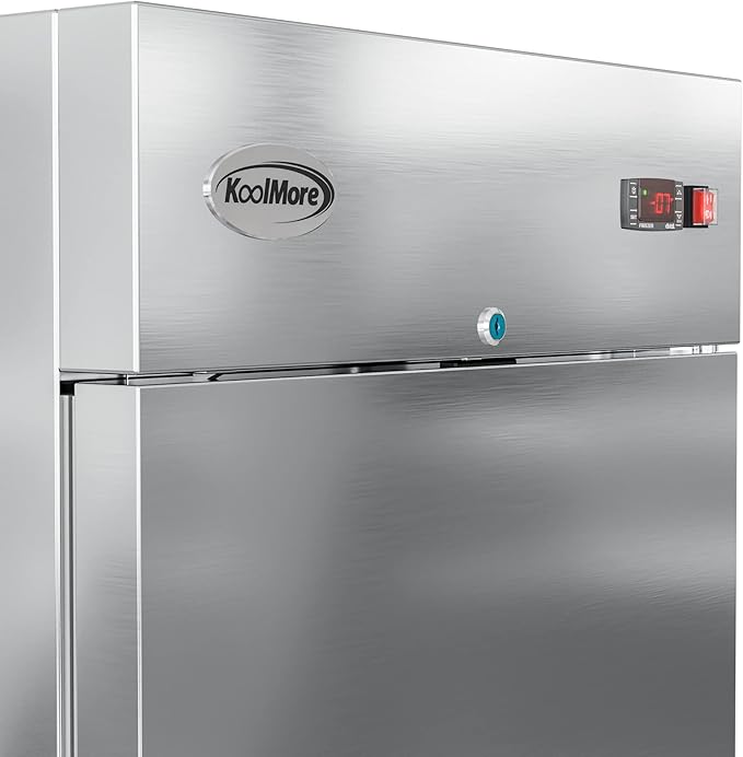 KoolMore Commercial Half Door Reach-in Freezer for Restaurant, Cafe, and Cold Food Storage, Stainless Steel Finish, Large 23 Cu. Ft. Capacity, Heavy Duty Kitchen Use (RIF-1D-SSHD), Silver