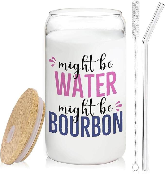 Bourbon glasses cup Gifts for Cocktail Lovers, Funny Might Be Bourbon Tumbler Gifts For Women 14oz,Tequila Lime drinking jar for Cocktail Lovers