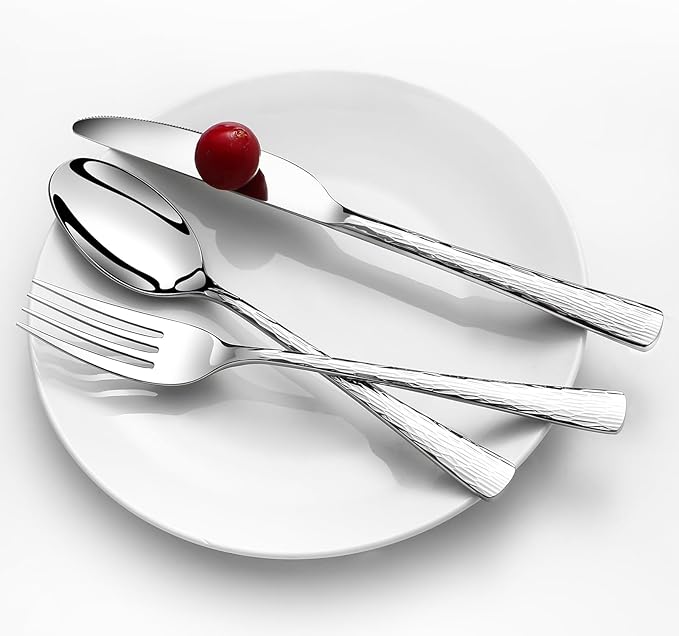 Silverware Set, 18/10 Stainless Steel 40 PieceFlatware Set for 8, Utensil Sets DishwasherSafe, Rust-Resistant, Modern Cutlery Set forHome, Wedding, Restaurant