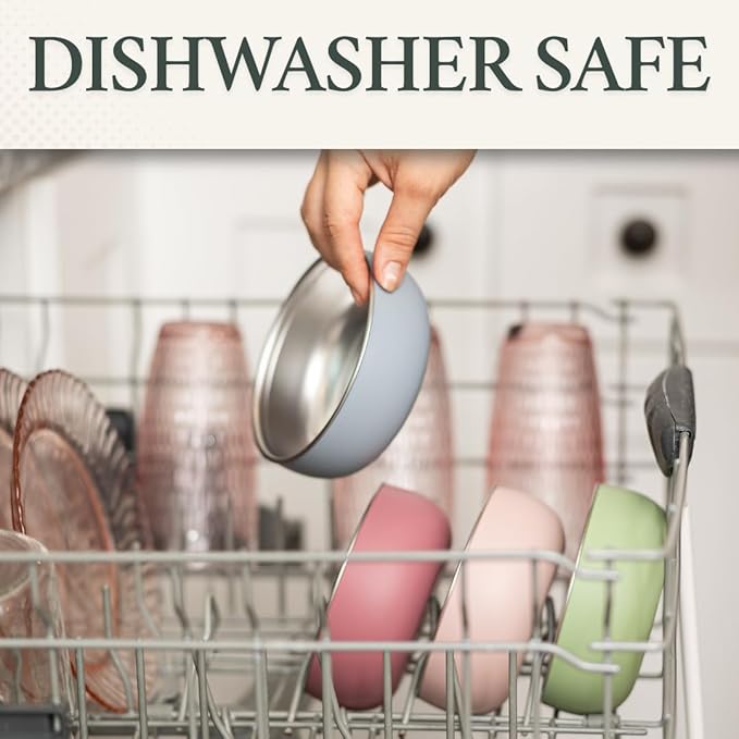 Monkey Proof™ Non-Toxic Stainless Steel Child Bowl 5” with Non-Slip Silicone Shell, (Set of 4 bowls) Unbreakable, Mess Free Feeding for Babies, Toddlers, Kids, BPA free (Sage Green)