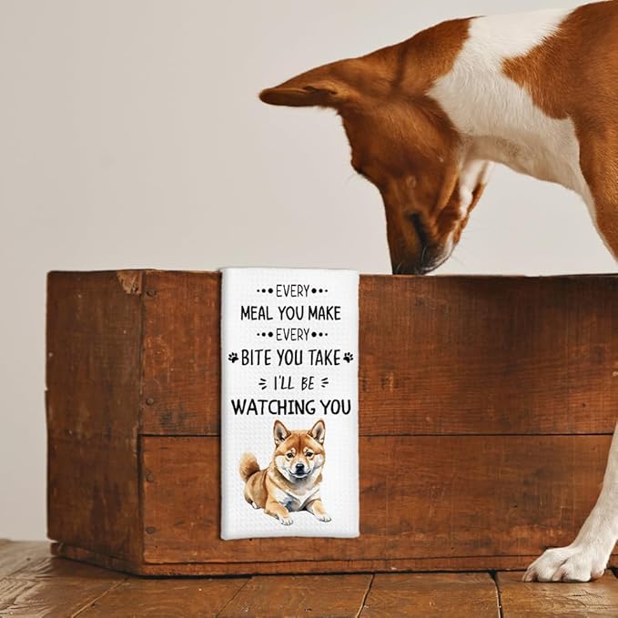 Shiba Inu Kitchen Towels Set of 2, Shiba Inu Gifts, Shiba Inu Dog Decorative Hand Towels, Shiba Inu Dog Dishcloths Dish Towels Tea Towels for Kitchen, Dog Bathroom Kitchen Decor, 16x24inch