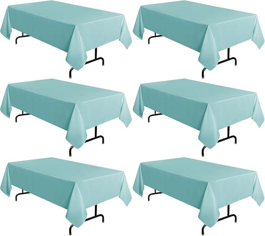 sancua 6 Pack Turquoise Tablecloth 60 x 102 Inch, Rectangle Table Cloth for 6 Feet Tables - Stain and Wrinkle Resistant Washable Polyester Table Cover for Dining Tables, Buffet Parties and Camping