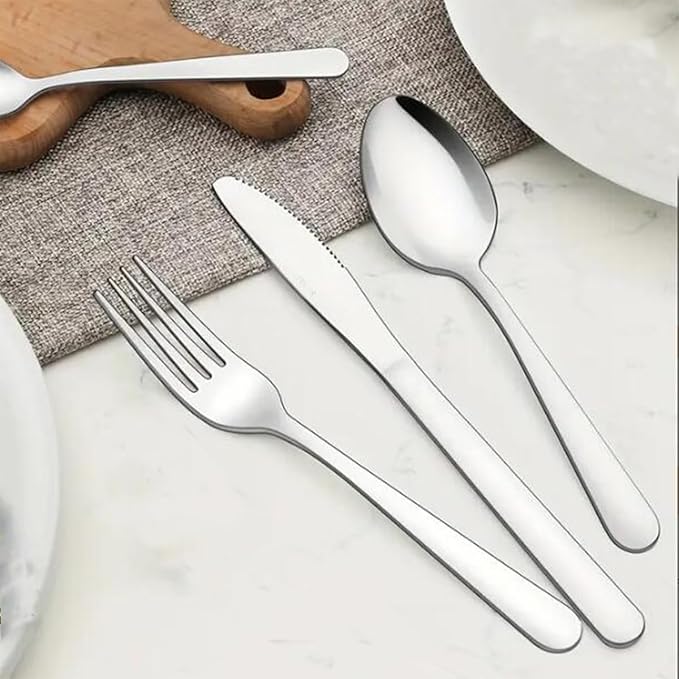 24 pcs Flatware Set, Silverware Set for 6, Knife Fork Spoon, Home Dinnerware Tableware Set for 6, Cutlery Set, Include Knives/Forks/Spoons