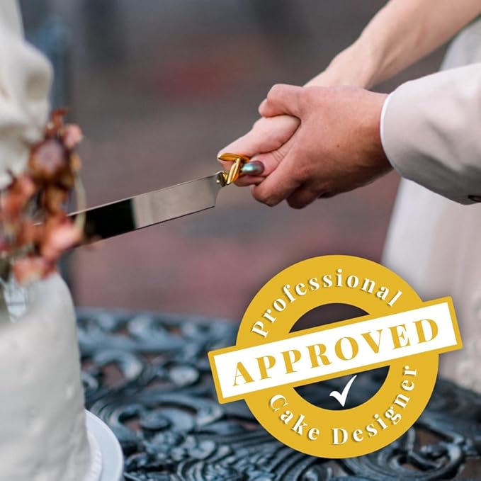 Wedding Cake Knife and Server Set with Gold Branch and Leaf Handles - 4-Piece Cake Cutting Set for Weddings with Engraved Forks - Rustic Gold Cake Cutter & Serving Gift Box