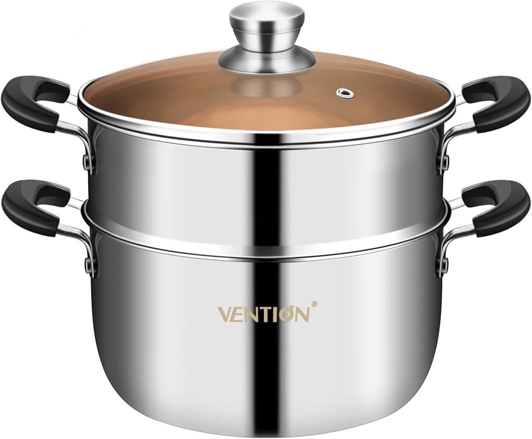 VENTION 8.7 Inch Small Vegetable Steamer Pot, 3.3 QT Stainless Steel Steamer for Cooking, Steam Pot(22cm)