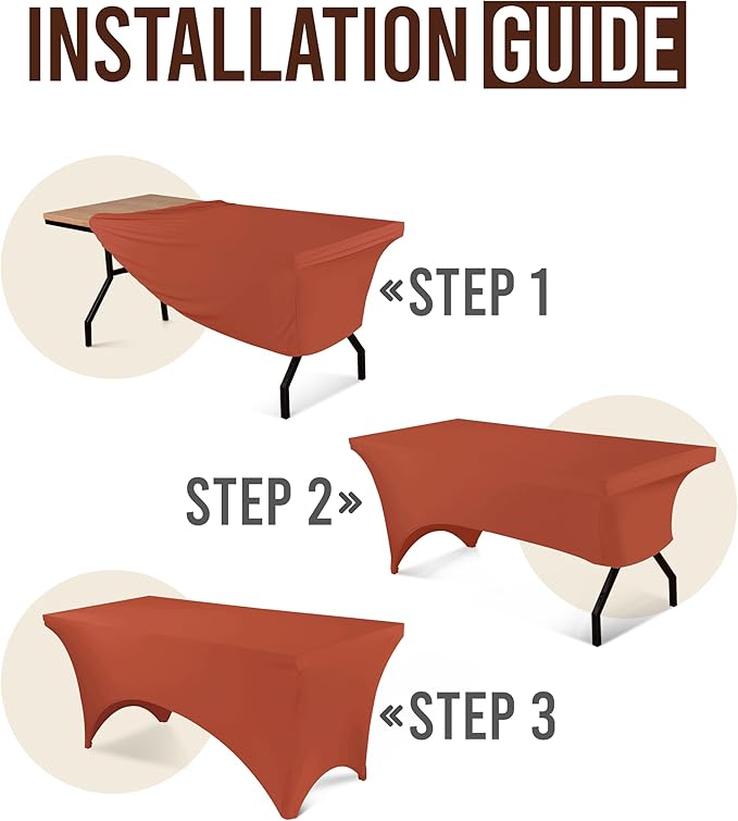 Utopia Kitchen 6FT Spandex Tablecloth [1 Pack, Light Coffee] 200 GSM Stretch, Fitted, Washable and Wrinkle Resistant Table Cloth Rectangle Cover for Trade Shows, Wedding, Parties [72Lx30Wx30H Inch]