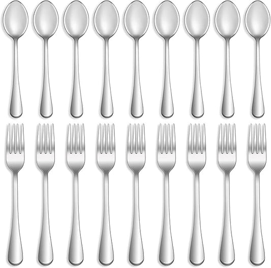 32 Pcs Forks and Spoons Silverware Set,Food Grade Stainless Steel Flatware Cutlery Set for Home,Kitchen and Restaurant,Mirror Polished,Dishwasher Safe-16 Dinner Fork(8 inch) and 16 Teaspoon(6.5 inch)