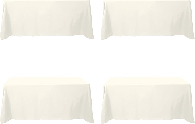 BRILLMAX 4 Pack Ivory Tablecloths for 6 Foot Rectangle Tables 90 x 132 Inch - 6ft Rectangular Bulk Linen Polyester Fabric Washable Cloth Cover for Wedding Reception Banquet Birthday Party