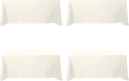 BRILLMAX 4 Pack Ivory Tablecloths for 6 Foot Rectangle Tables 90 x 132 Inch - 6ft Rectangular Bulk Linen Polyester Fabric Washable Cloth Cover for Wedding Reception Banquet Birthday Party