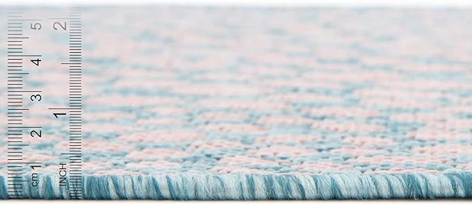 Jill Zarin Jill Zarin Outdoor Collection Area Rug - Cape Town (2' x 6' Runner Pink and Aqua/Light Blue)