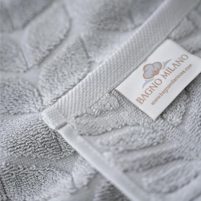 BAGNO MILANO Turkish Cotton Ultra-Soft Plush Absorbent Quick Dry Bathroom Towel Set, Made in Turkey (LightGrey, 6 pcs Towel Set)