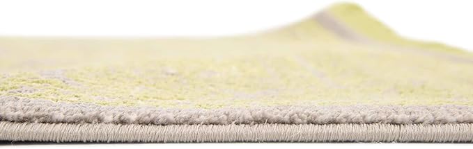 Modern Carved Vintage 3 feet by 5 feet (3' x 5') Arcadia Light Green Contemporary Area Rug