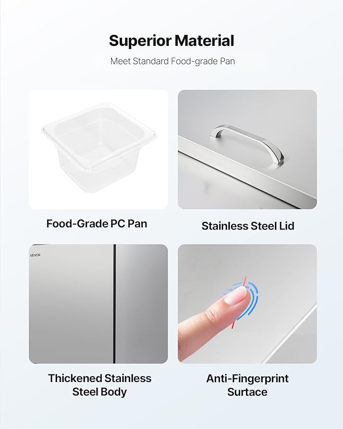 VEVOR 72"W Commercial Refrigerator, 18.7 Cu. Ft Sandwich Prep Refrigerated Table, Mega Top Food Prep Fridge with 30 Pans and Cutting Board, Stainless Steel Salad Prep Cooler for Restaurant, Food Truck