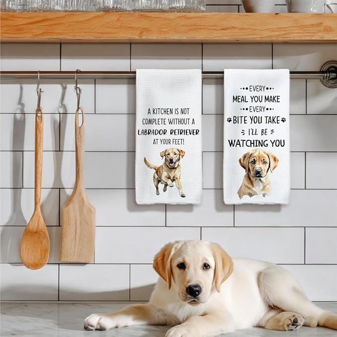 Labrador Retriever Gifts Kitchen Towels Set of 2, Labrador Gifts, Labrador Retriever Decor Hand Towels, LabradorRetriever Dog Dishcloths Tea Dish Towels, Dog Kitchen Bathroom Decor, 16x24 Inch