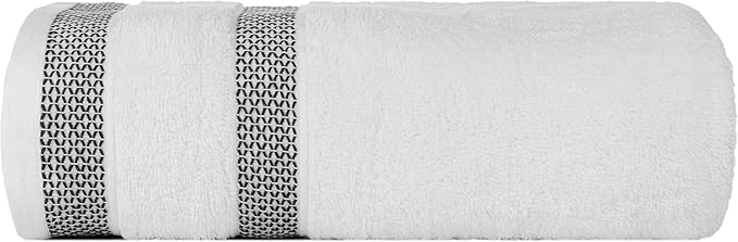 CASA COPENHAGEN Solitaire Mix 6 Pieces Towel Set- White + Jet Black, 600 GSM 2Bath Towel 2Hand Towel 2Washcloth, Designed in Denmark Made of Soft Egyptian Cotton for Bathroom, Kitchen & Shower