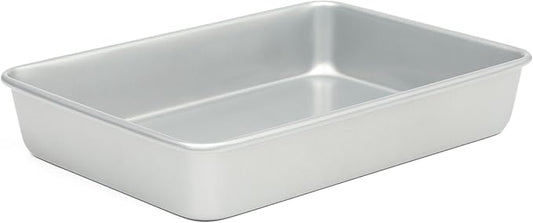 Martha Stewart Gallen 13 x 9 Inch Rectangular Nonstick Carbon Steel Cake and Baking Pan - Durable Silver Bakeware for Cakes, Brownies, and Roasting