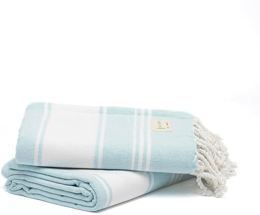 Salt Earth Cotton Turkish Beach Towel, Set of 2-36" X72" Large Bath Towels, Quick Dry Towel, Bathroom, Beach Essentials, Gym, Quick Dry for Shower, Lightweight Large Towels for All (Aqua)