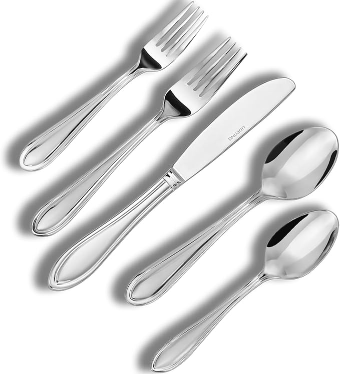 Silverware Set, 40-Piece Stainless Steel Flatware, 18/0 Stainless Steel Utensils, Dishwasher Safe, Modern Tableware for Home & Kitchen Dining