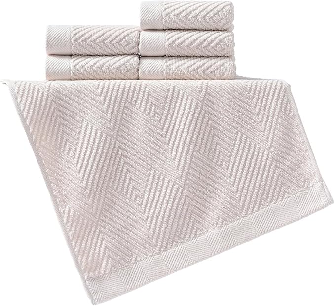 sense gnosis Super Soft Lime White Washcloth Terry Striped Weave Pattern Ultra Absorbent 100% Cotton Washcloths Towel for Bathroom Home Kitchen 13 X 13 Inch, 6 Pieces