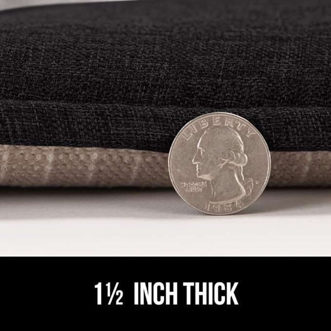 GORILLA GRIP Slip Resistant Tufted Chair Cushions, No Ties Required, Memory Foam Pads for Dining Room Kitchen Table, Office, Rocking Chairs, Plush Seat Cushion Pad, Home Decor, Set of 4, 16x17, Black