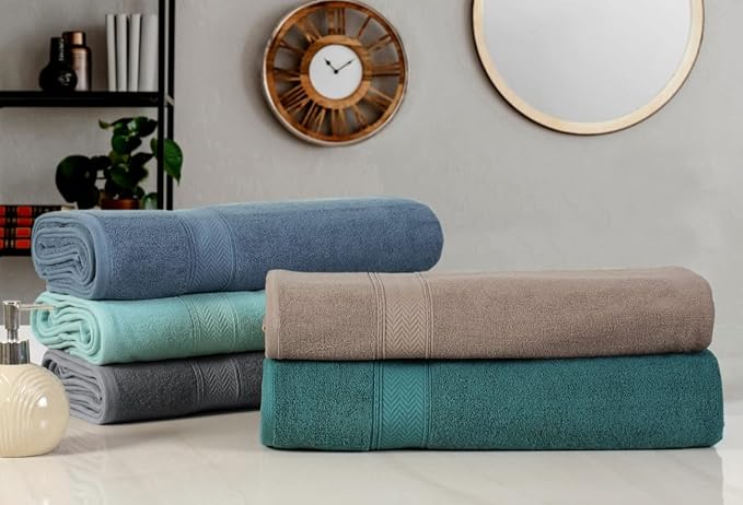 HILLFAIR 600 GSM- 40 x 80 Inches- 100% Cotton 2 Pc XXL Oversized Bath Towel Set- Soft Highly Absorbent Jumbo Bath Sheets Towels Sets- Quick Dry Oversized Bath Towel Sets for Hotel Spa Pool- Stone