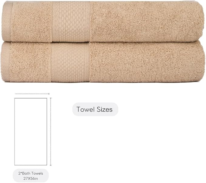 BAGNO MILANO Turkish Towels, Ultra Soft, Plush Luxury Turkih Cotton Bath Towels, Quick Dry Towel Set Made in Turkey (Sand Beige, 2 Pcs Bath Towel Set)