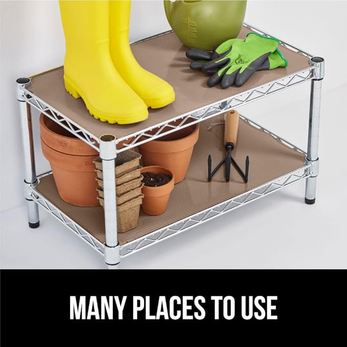 GORILLA GRIP DuraGuard Shelf Liner, 20x20 Non-Adhesive Cabinet Liners for Kitchen Drawers, Shelves, Refrigerator, Pantry Storage, Bathroom Closet, Durable Waterproof BPA Free Ribbed Plastic, Beige