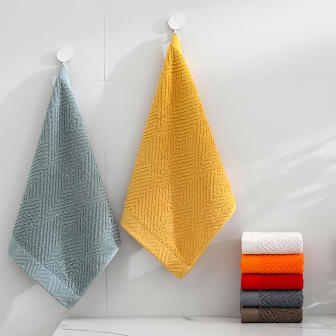 sense gnosis Super Soft Orange Washcloths Terry Striped Weave Pattern Ultra Absorbent 100% Cotton Washcloth for Home Bathroom Kitchen 13 X 13 Inch, 6 Pieces