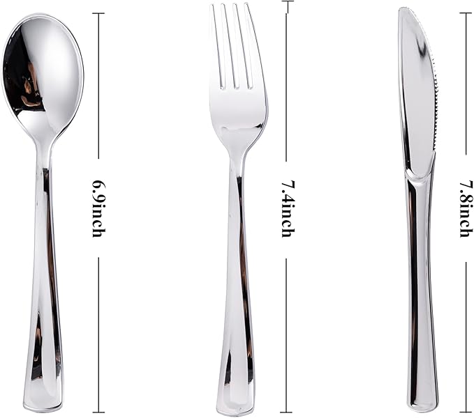 N9R 200 PCS Gold Plastic Silverware - Disposable Gold Plastic Silverware Cutlery Set, 100 Forks, 50 Spoons, 50 Knives for Party, Birthday, Wedding