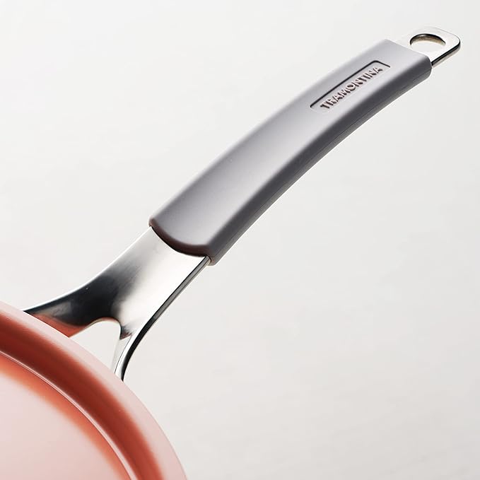 Tramontina All-in-One Plus Pan Set, 5-Quart Ceramic Non Stick Cooking Pan with Lid, Steamer Insert, Bamboo Utensil and Trivet, Orange