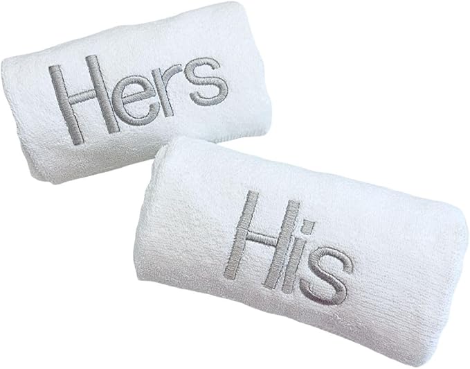 Silver Monogrammed Hand Towels for Bathroom - Luxury Hotel Quality Personalized Initial Decorative Embroidered Towel for Powder Room, Spa - GOTS Organic Certified - His and Hers