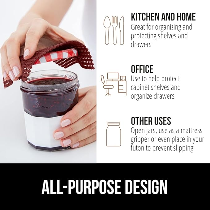 GORILLA GRIP powerGRIP Drawer Shelf and Cabinet Liner, Thick Strong Hold, Non-Adhesive Liners Protect Kitchen Cabinets and Cupboard, Bathroom Drawers, Easy Install, Breathable Mat, 12" x10', Red