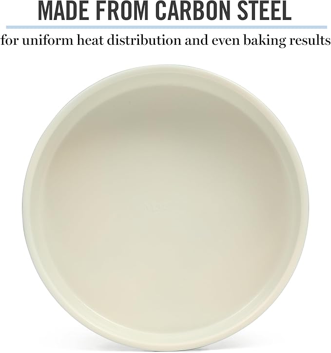 Martha Stewart Gallen 8 Inch Round Nonstick Carbon Steel Cake and Bake Pan - Teal Durable Bakeware for Cakes, Pies & Desserts