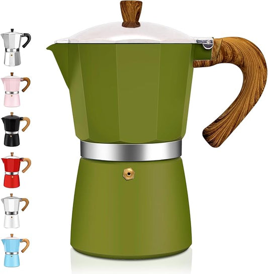 3 Cup Aluminum Espresso Stovetop Moka Pot Express Coffee Maker Percolator Italian Classic Mocha Coffee Machine for Italian and Cuban Cafe Brewing for Home & Camping 150ml 5oz